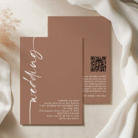 Kalligrafi QR kod Soft Brown Bröllop
