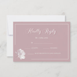 Kalligrafi Rosabränd Vit Blommig Bröllop RSVP Anteckningskort