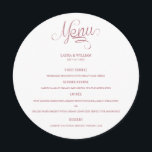 Kalligrafi Rund midmeny Bröllop för plåt Meny<br><div class="desc">Modern design och elegant som skrivs ut med Ro Calligraphy Round Bröllop-menykort för plåt som kan anpassas med din text. Kolla in Graphic Art Design-arkivet för andra produkter som matchar den här designen!</div>