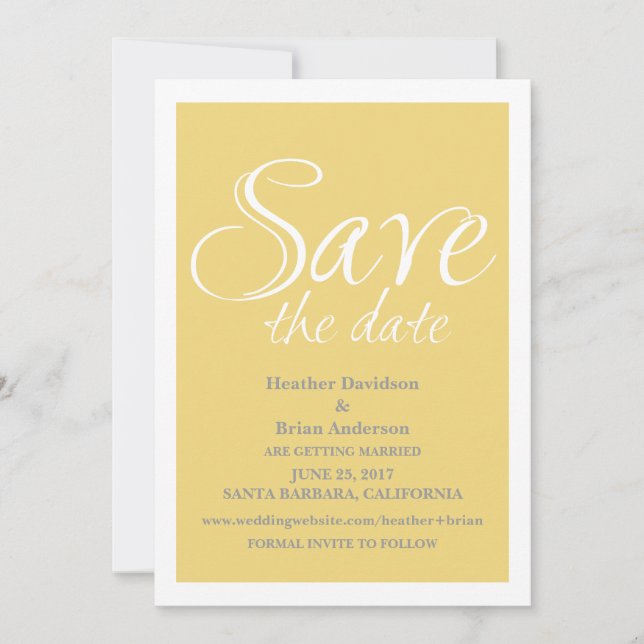 Kalligrafi Save the Date-inbjudan, gul Inbjudningar (Framsida)