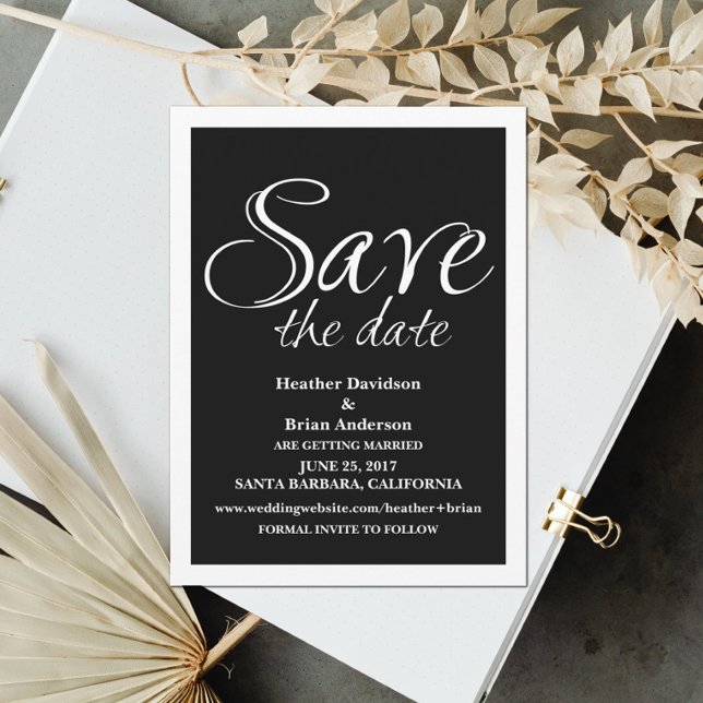 Kalligrafi Save the Date-inbjudan, Svart Inbjudningar (Skapare uppladdad)
