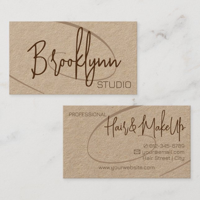 Kalligrafi Signatur Professionell Hårstudio Visitkort (Fram/baksida)