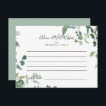 Kalligrafi, skript Foliage Bröllop Adapter Vykort<br><div class="desc">Det här kalligrafskriptet lövkort för bröllop är perfekt för ett modernt bröllop. Konstruktionen har vattenfärgad handdragen elegant botaniskt eukalyptus grenar och löv, placerad i vackra bouquets och geometriskt mönster. De här korten är perfekter för bröllop, möhippa, babydusch, studentfest och mycket mer. Anpassa korten med namn från bruden och brudgummen, blivande...</div>