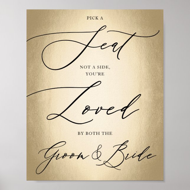 Kalligrafi, skript Guld Plocka A sätet Bröllop Poster (Framsidan)