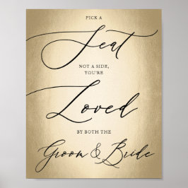 Kalligrafi, skript Guld Plocka A sätet Bröllop Poster