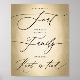 Kalligrafi, skript Guld Plocka A sätet Bröllop Poster