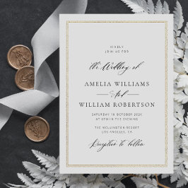 kalligrafi-skript guld ram bröllopsinbjudan inbjudningar