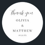 Kalligrafi, skript Tack Bröllop Runt Klistermärke<br><div class="desc">Kalligrafi,  skript Tack Bröllop</div>