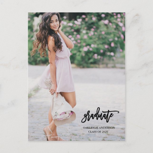 Kalligrafi Skriptfotokort för Student Inbjudan Vykort (Framsida)