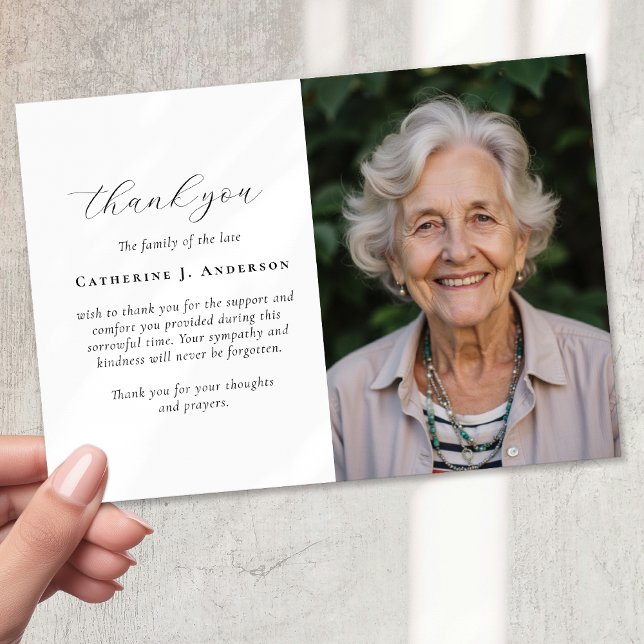 Kalligrafi Skriptfotosympati Funeral Memorial Tack Kort (Skapare uppladdad)