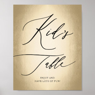 Kalligrafi Skripttecken Guld Barn Bord Bröllop Poster