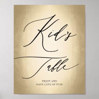 Kalligrafi Skripttecken Guld Barn Bord Bröllop Poster