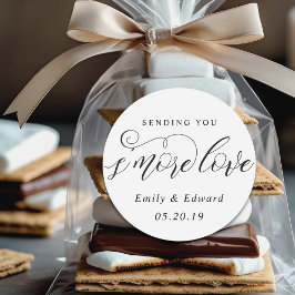 Kalligrafi S'more Kärlek Bröllop Smores Favoritgåv Runt Klistermärke