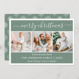 Kalligrafi Snöflingor Jul Grönt 3 Foto Julkort