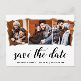 Kalligrafi Spara Förlovning 3-foto för datum Vykort