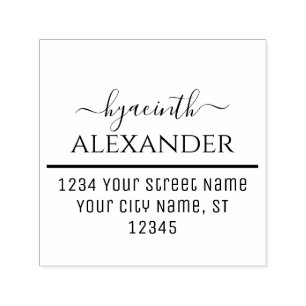 Kalligrafi Svallande Typografi Namn Adress #2 Självfärgande Stämpel
