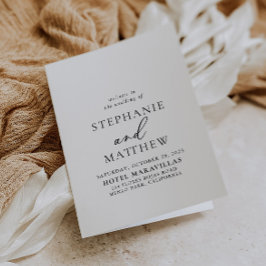 Kalligrafi, svart och vit, uppfälld Bröllop Program