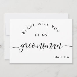 Kalligrafi, svart och vitt, var mitt Groomsman-kor Anteckningskort