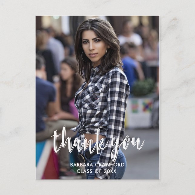 Kalligrafi Tack Anpassad Foto Examen Vykort (Framsida)