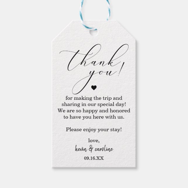 Kalligrafi Tack Bröllop Presentetikett (Framsidan)