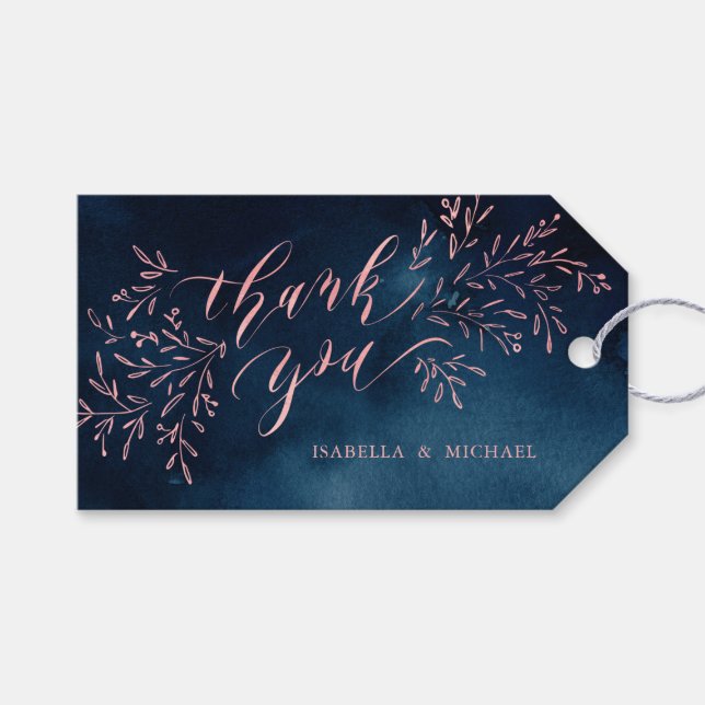  kalligrafi tack för den rustiska blommigten presentetikett (Framsidan (Horisontell))