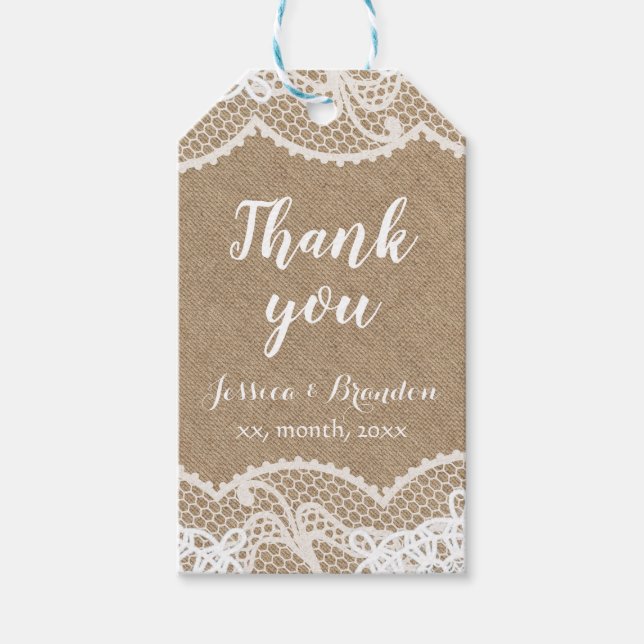 kalligrafi tack för din rustika sammanbrott och sn presentetikett (Framsidan)