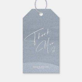 Kalligrafi Tack Heart Dusty Blue ID771 Presentetikett