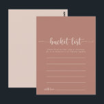 Kalligrafi Terrakotta Bucket List-kort Vykort<br><div class="desc">Dessa kalligrafi terrakotta hinklista kort är den perfekta aktiviteten för en enkel bröllopsfest eller bröllopsdusch. Den enkla och eleganta designen har klassisk och fin typografi. 

Ändra formuleringen för att passa alla livshändelser. Bucket list skylt säljs separat.</div>