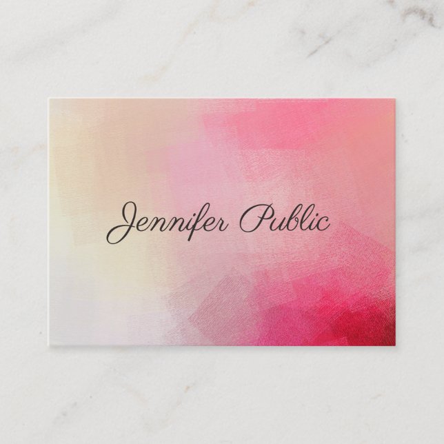 Kalligrafi Text Modern Elegant Rosa Template Visitkort (Framsida)