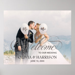 Kalligrafi Text Överlagring Foto Bröllop Välkommen Poster