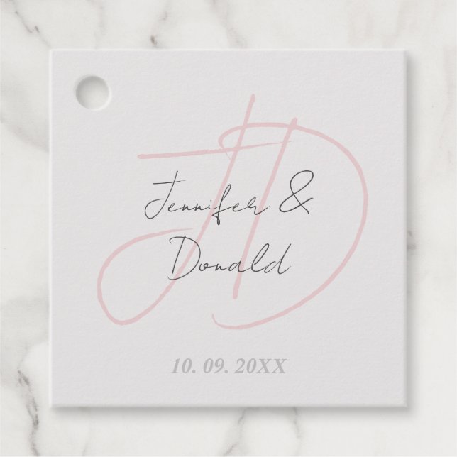Kalligrafi trendig klassisk skriptmonogram gåvor etiketter (Framsida)