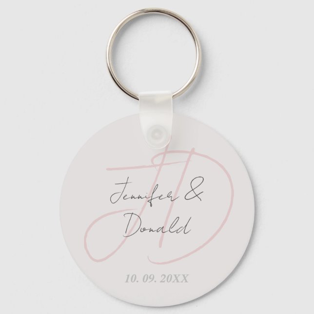 Kalligrafi trendig klassisk skriptmonogram nyckelring (Framsida)