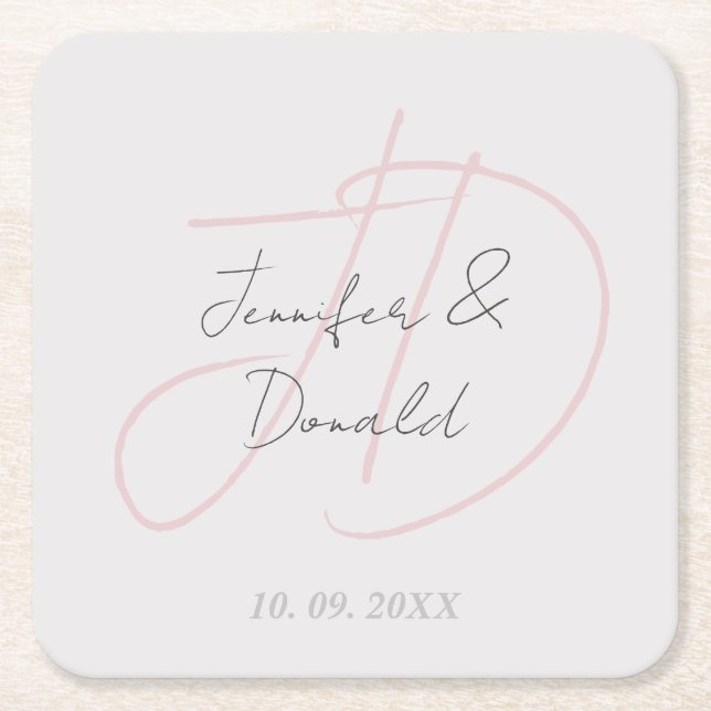 Kalligrafi trendig klassisk skriptmonogram underlägg papper kvadrat (Framsidan)