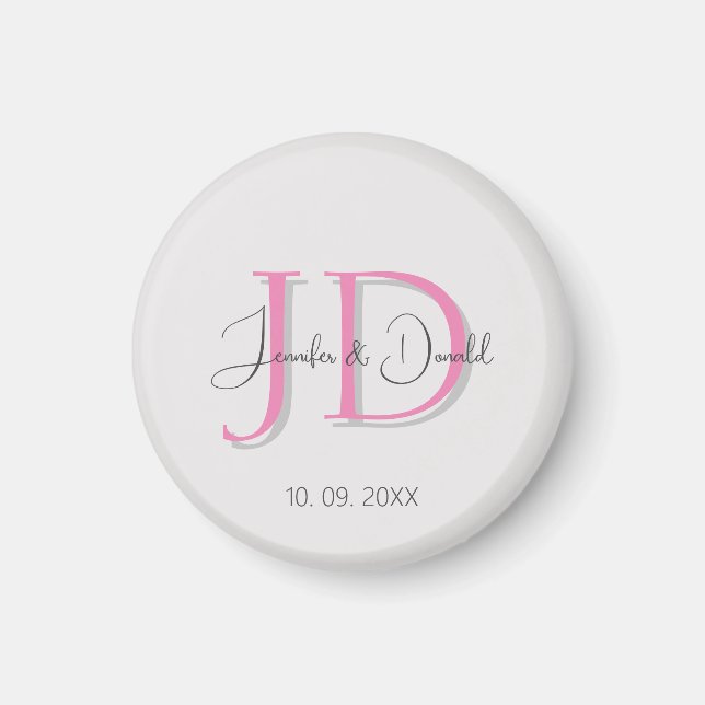 Kalligrafi trendig klassisk typsnittsmonogram magnet (Framsidan)