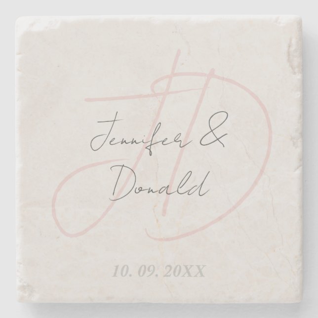 Kalligrafi trendig klassisk typsnittsmonogram stenunderlägg (Framsidan)