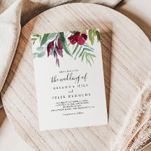 Kalligrafi Tropical Färgad Blommigt Bröllop