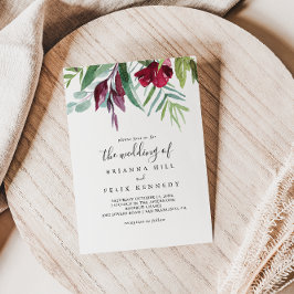 Kalligrafi Tropical Färgad Blommigt Bröllop Inbjudningar