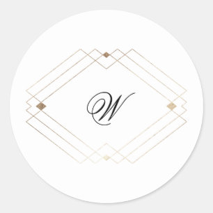 Kalligrafi Typografi Monogram Guld Deco Bröllop Runt Klistermärke