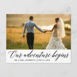 Kalligrafi Vårt Äventyr Börjar Bröllop Vykort