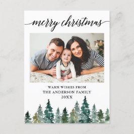 Kalligrafi Vattenfärg Gräs Träd Fotojul Vykort