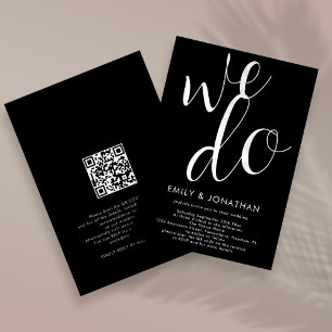 Kalligrafi Vi gör QR Bröllop Black Inbjudningar