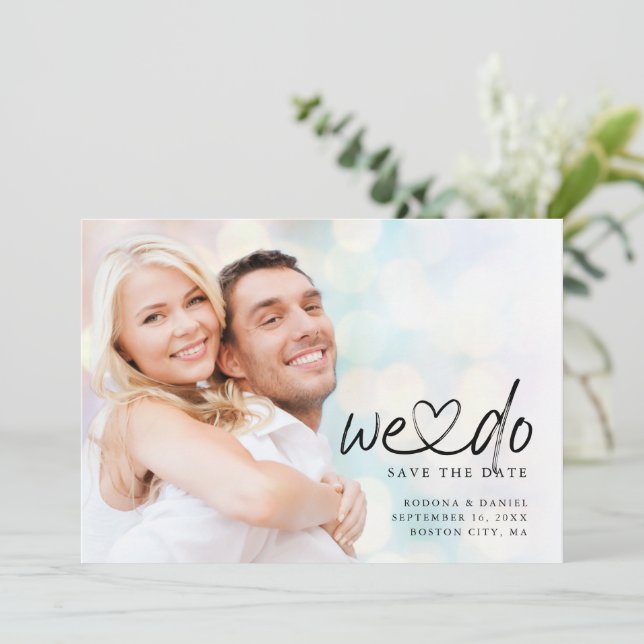 Kalligrafi Vi Gör Sammanbindande Hjärta Foto QR-ko Spara Datumet (Stående Fram)