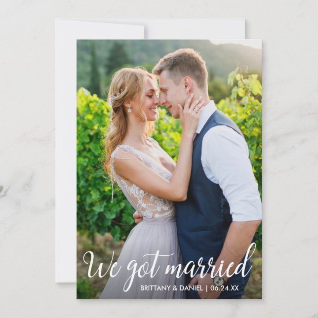 Kalligrafi Vi Har, Bröllop-fotokort Tack Kort (Framsida)