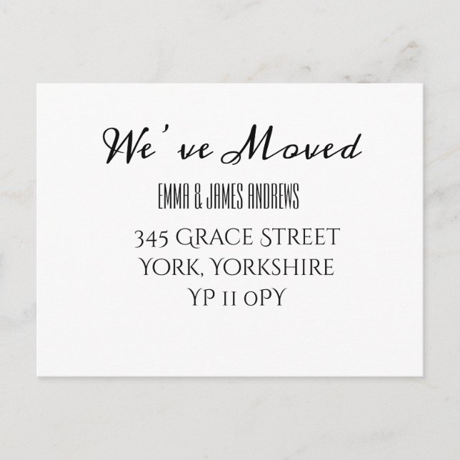 Kalligrafi Vi har Flyttat postkort för meddelanden Vykort (Framsida)