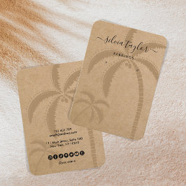 Kalligrafi - Visning Card Beach Handflatan Träd Visitkort