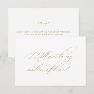Kalligrafi Vit Matron of Honor Förslagskort Inbjudningar