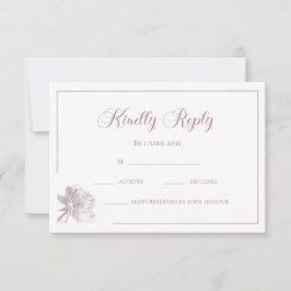 Kalligrafi Vitt Rosenrödt Blommigt Bröllop RSVP Anteckningskort