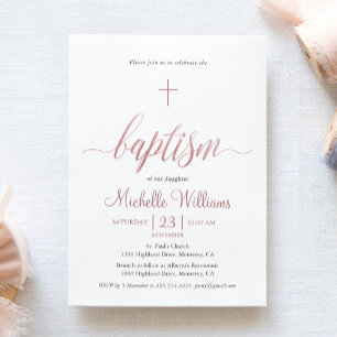 Kalligrafibaptism i ro Färg Inbjudningar