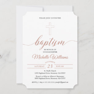 Kalligrafibaptism i ro Färg Inbjudningar