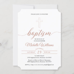Kalligrafibaptism i ro Färg Inbjudningar